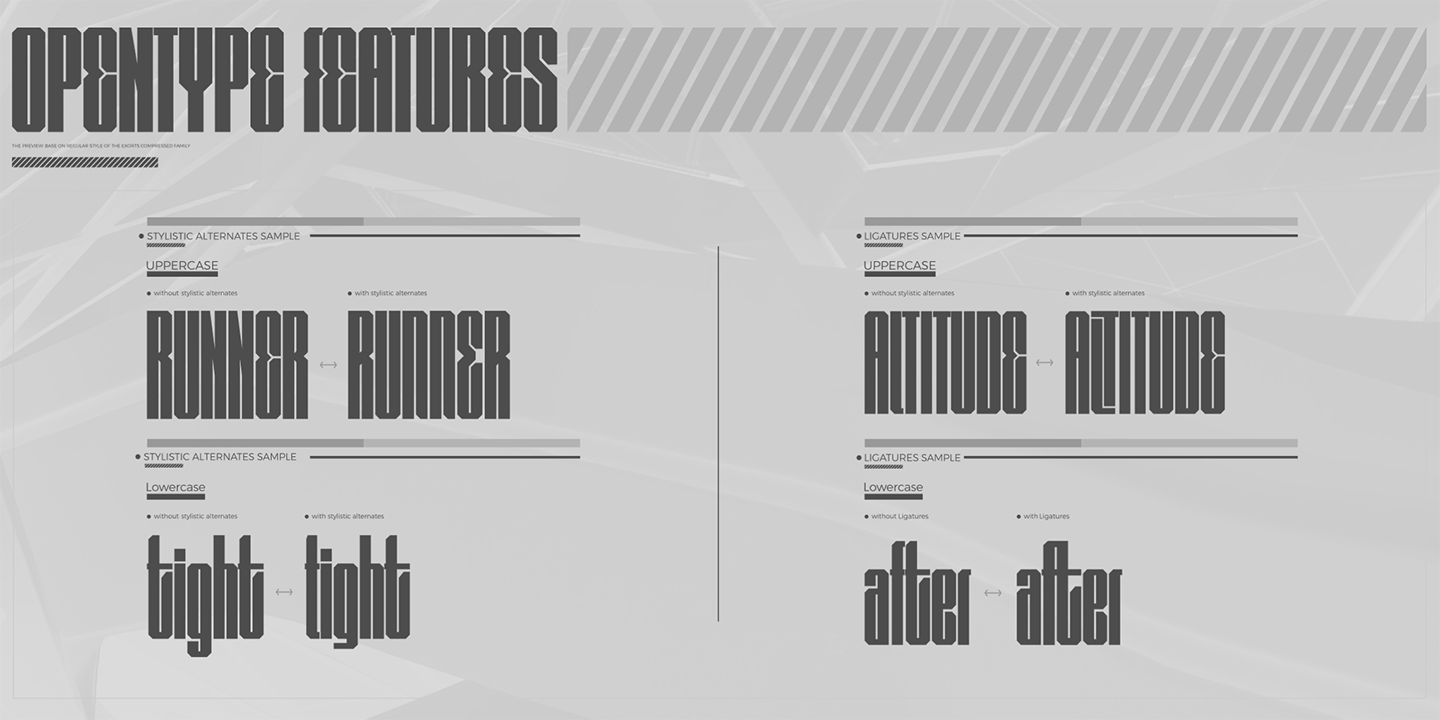 Exorts Compressed Medium Font preview